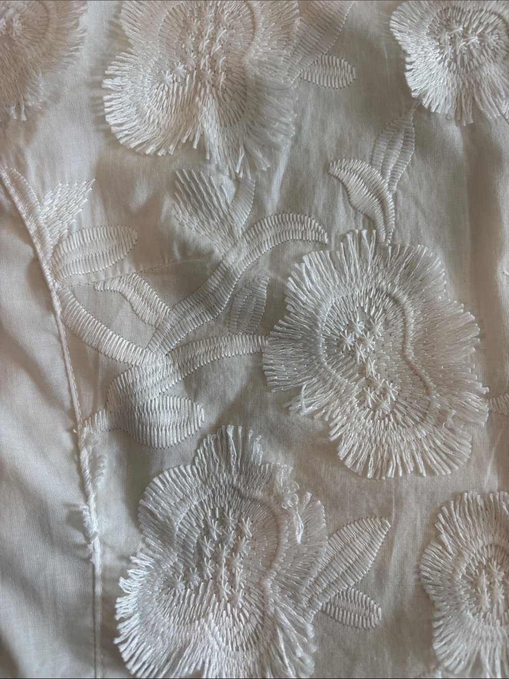 Sheer White Embroidered Button-Up Blouse - Picture 6 of 6